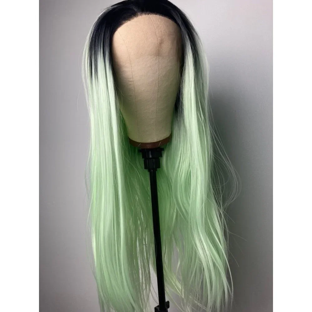 Black Rooted Green Wigs Lace Wig